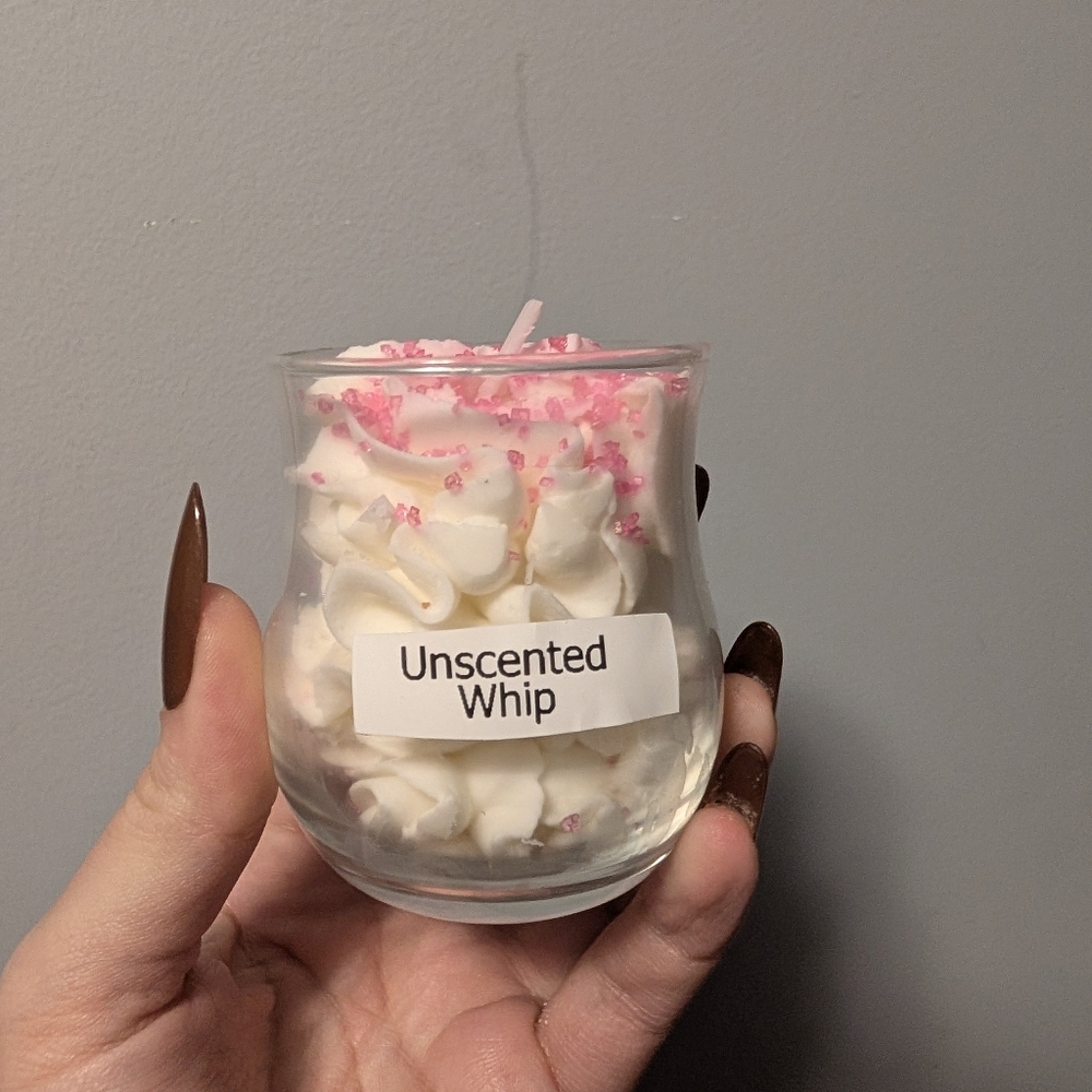 Unscented Whip Pink and White Candle